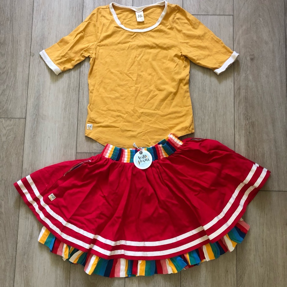 NWT Wildflower Clothing Ra Ra skirt and Top